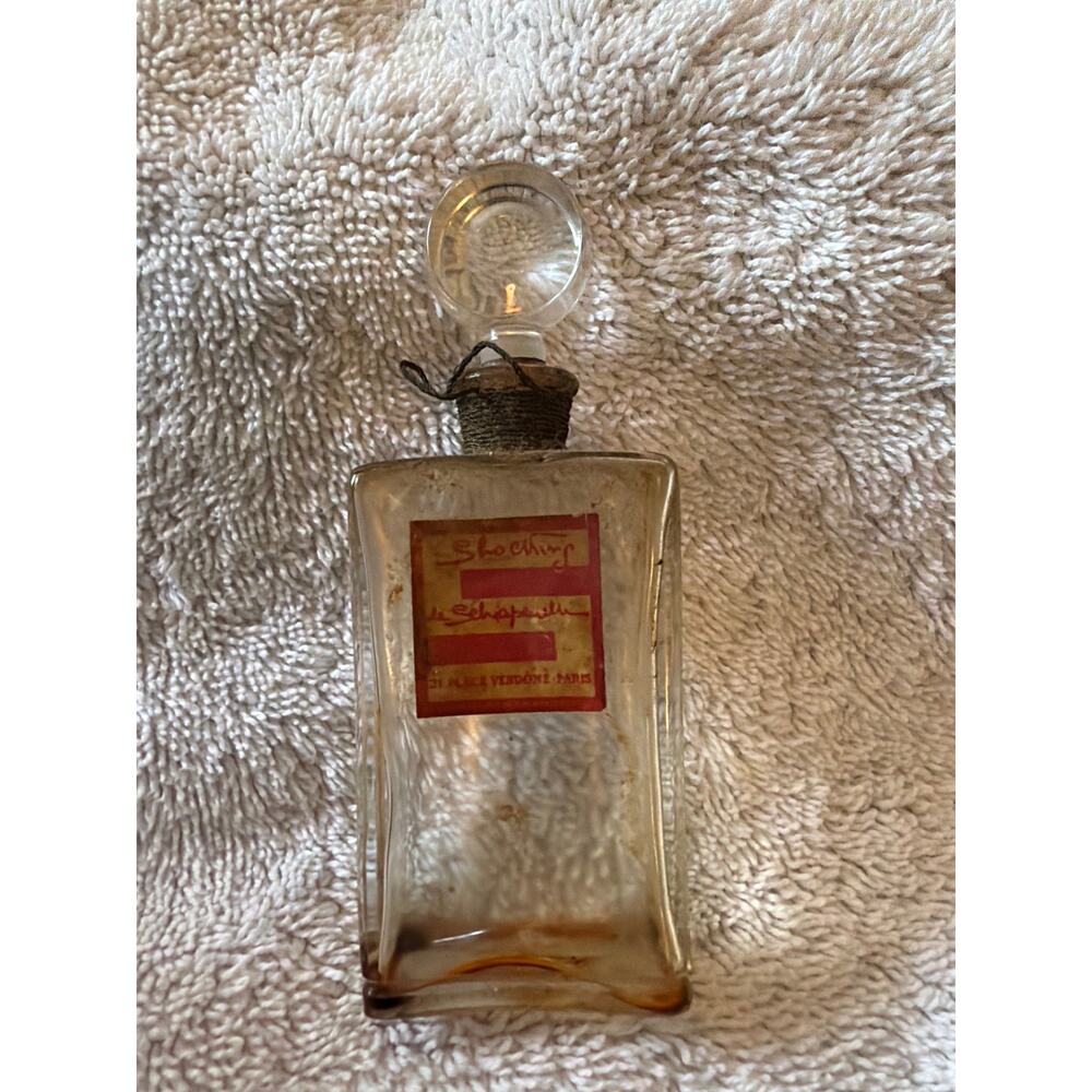Vintage Miniature Schiaparelli Shocking Parfum Bottle Red Label Cork Stopper